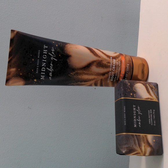 Bath & Body Works Other - Bath & Body Works Midnight Amber Glow 8oz and Shea Butter Cleansing Bar 5oz